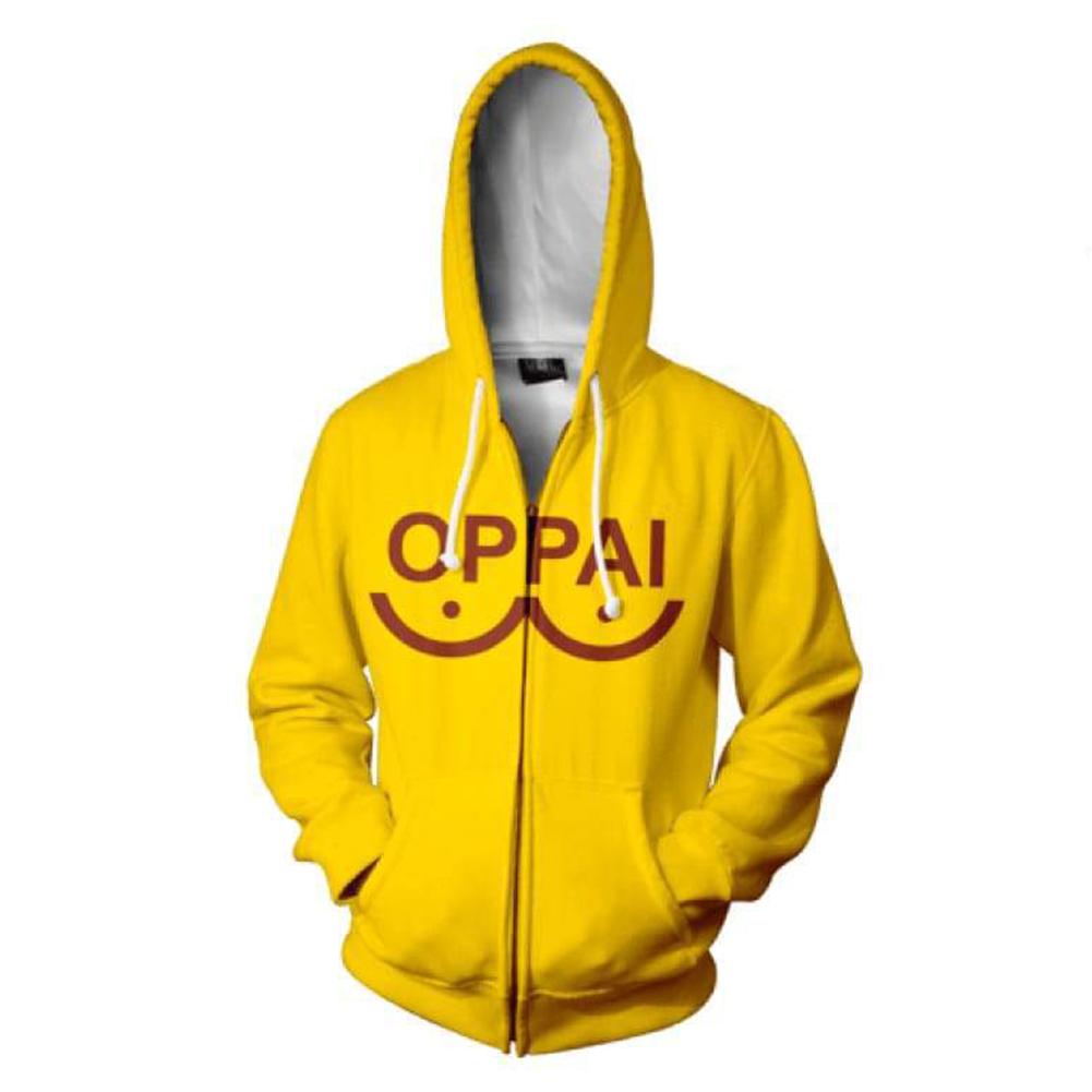 One Punch Man Hoodies - Anime Oppai Zip Up Hooded Sweatshirt CSSO053 - cosplaysos