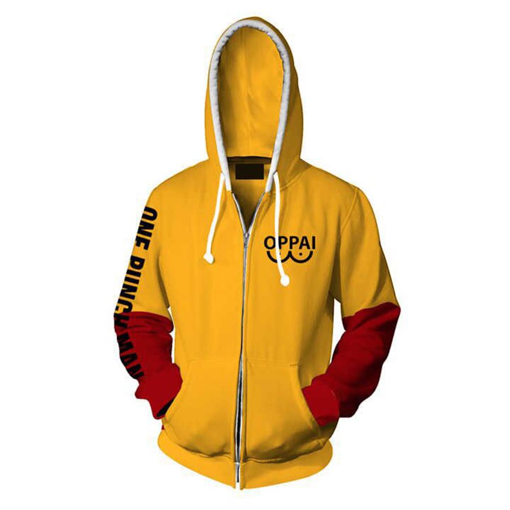One Punch Man Hoodies - Oppai Saitama Zip Up Hooded Sweatshirt CSSO048 - cosplaysos