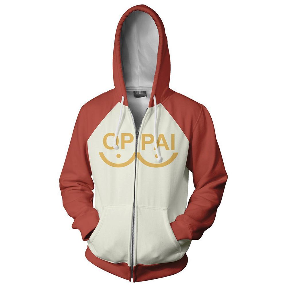 One Punch Man Hoodies - Oppai Zip Up Hooded Sweatshirt CSSO050 - cosplaysos