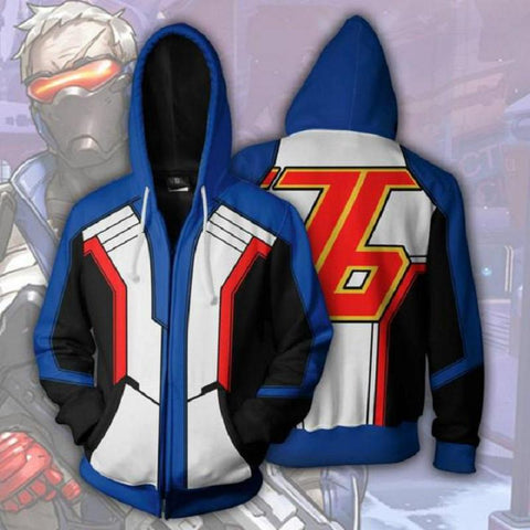 Overwatch Hoodie - Soldier 76 Zip Up Hoodie CSOS567 - cosplaysos