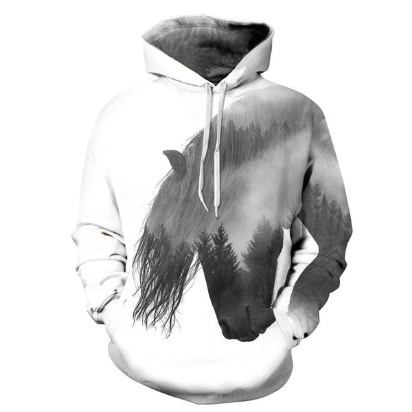 3D Print Hoodie - Forest Tree Horse Pattern Pullover Hoodie  CSS033 - cosplaysos