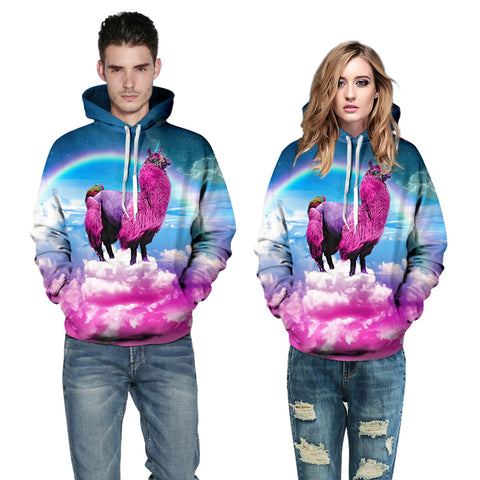 3D Print Hoodie - Rainbow Grass Mud Horse Pattern Pullover Hoodie  CSS035 - cosplaysos