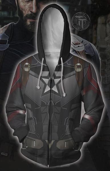 The Avengers Endgame Captain America Zip Up Hoodie CSP808 - cosplaysos