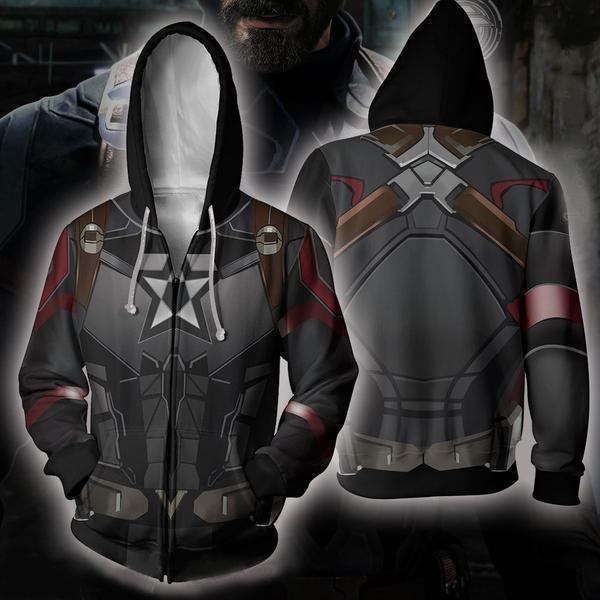 The Avengers Endgame Captain America Zip Up Hoodie CSP808 - cosplaysos