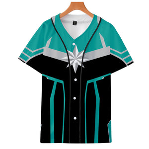 Captain Marvel T-Shirt - Carol Danvers Graphic Button Down T-Shirt CSOS931 - cosplaysos
