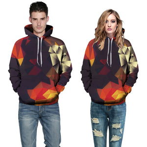 3D Print Hoodie - Dark Colorful Rhombus Print Pullover Hoodie CSS013 - cosplaysos