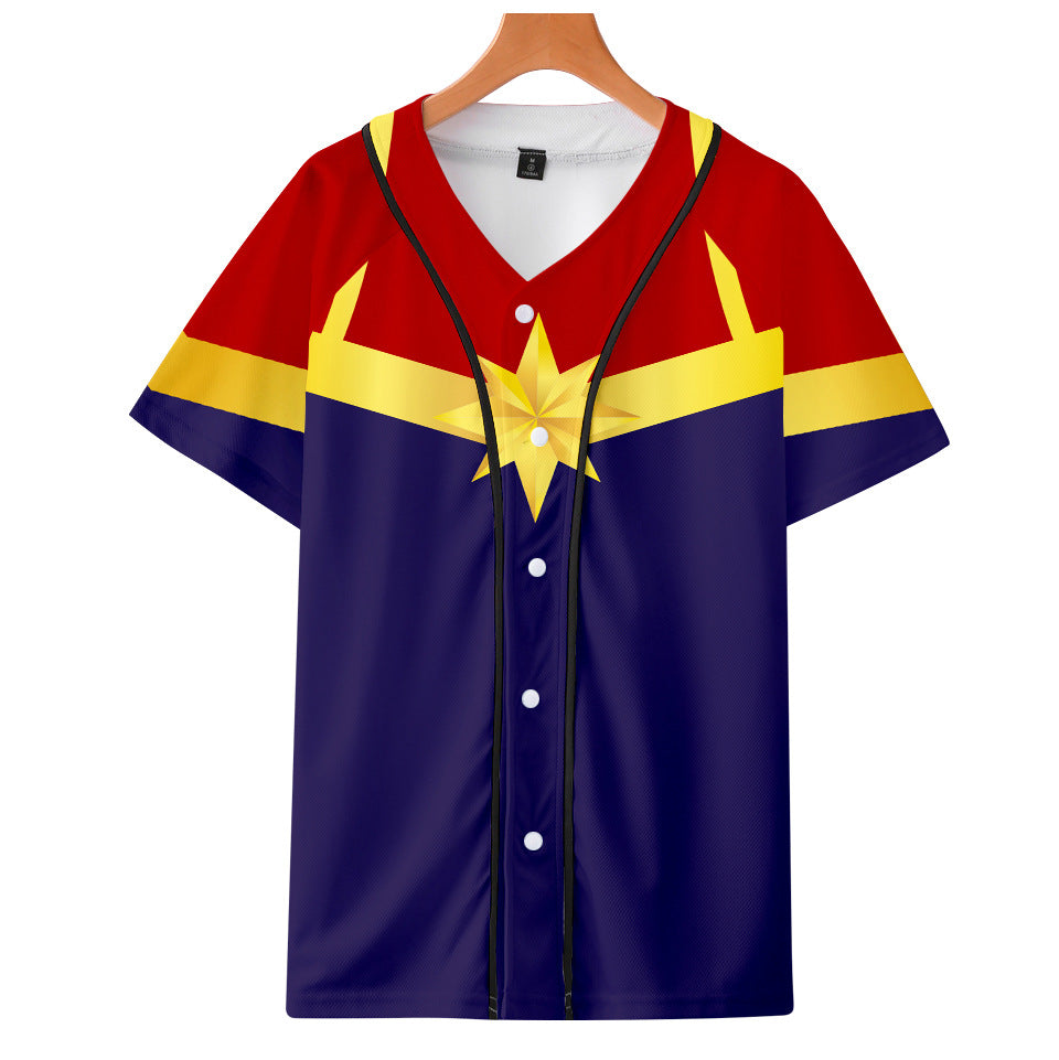 Captain Marvel T-Shirt - Carol Danvers Graphic Button Down T-Shirt CSOS932 - cosplaysos