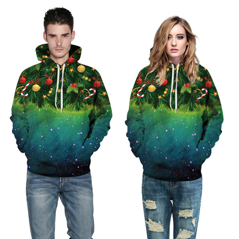 3D Print Hoodie - Sky Christmas Tree Print Pullover Hoodie  CSS054 - cosplaysos