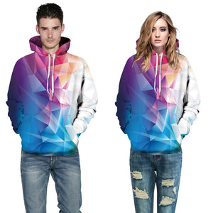 3D Print Hoodie - Bright Colorful Rhombus Print Pullover Hoodie CSS015 - cosplaysos