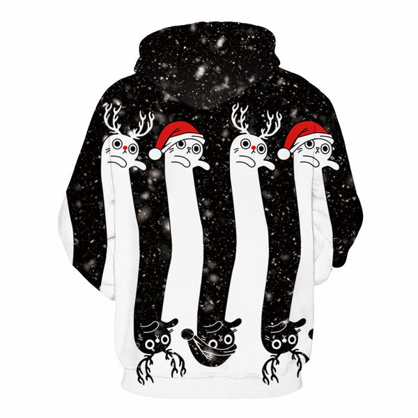 3D Print Hoodie - Cartoon Santa Elk Pattern Pullover Hoodie  CSS039 - cosplaysos