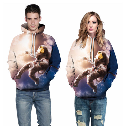 3D Print Hoodie - Spaceman White Cloud Galaxy Pattern Pullover Hoodie  CSS055 - cosplaysos