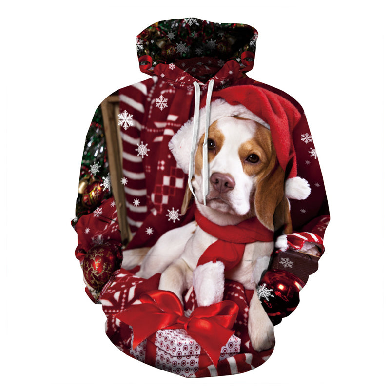 3D Print Hoodie - Cute Christmas Dog Pattern Pullover Hoodie  CSS041 - cosplaysos