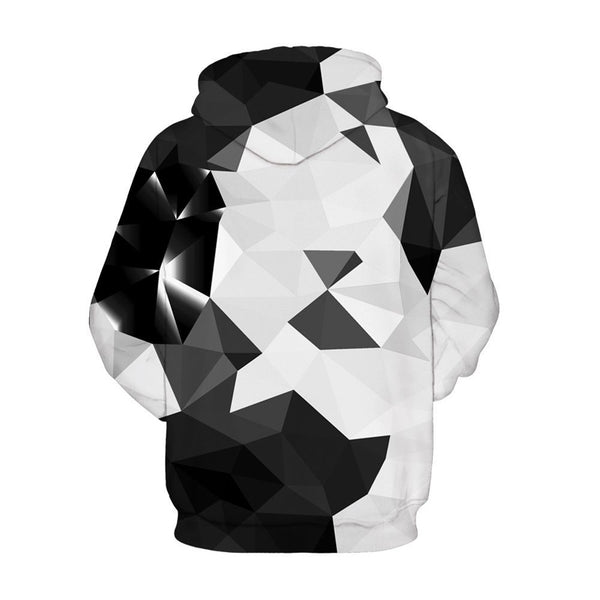 3D Print Hoodie - Black/White Rhombus Pattern Pullover Hoodie CSS016 - cosplaysos