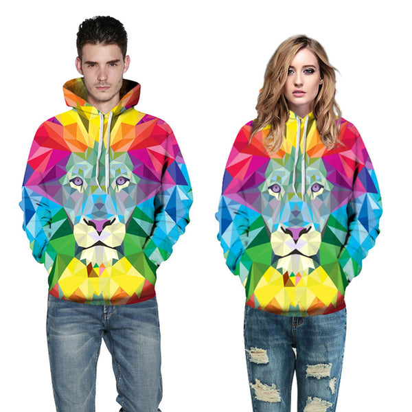 3D Print Hoodie - Colorful Lion Pattern Pullover Hoodie  CSS028 - cosplaysos